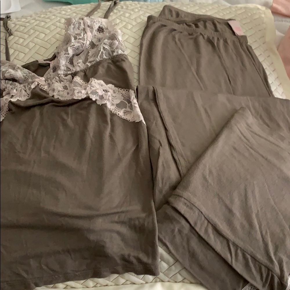 Gorgeous VS brown white lace camisole w/ PJs lace